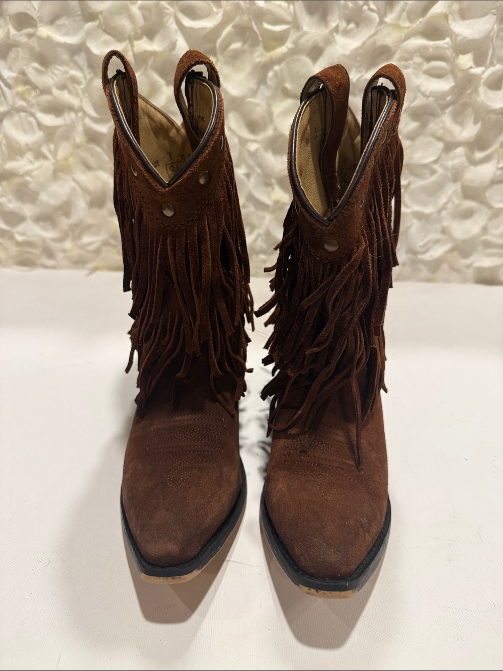 Shyanne Chestnut Brown Suede Fringe Kids Western Booties
